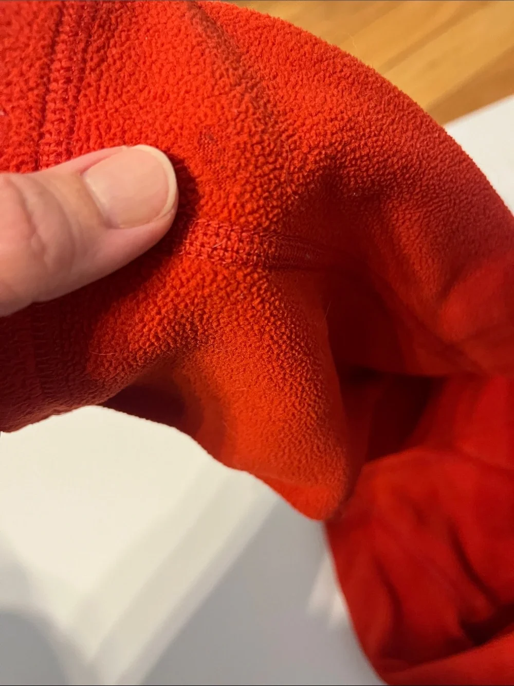 The North Face Men's Red Fleece Zip Pullover with Grey Chest Pocket
